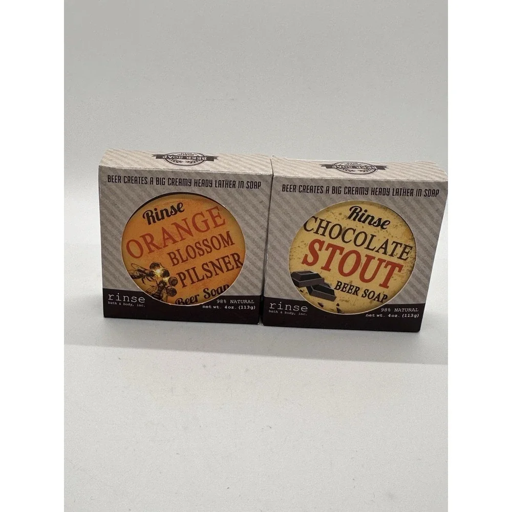 Rinse Bath & Body Co - Chocolate Stout And Orange Blossom Pilsner Beer Soap New!